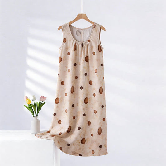 Ownkoti Artistic Round Print Sleeveless Cami Nightgown - Oatmeal - XXL - image 0