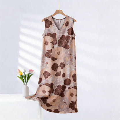 Ownkoti Artistic Floral Print Sleeveless Cami Nightgown - Oatmeal Pink - XXL - image 0