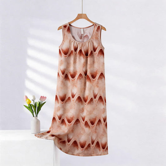 Ownkoti Artistic Ripple Print Sleeveless Cami Nightgown - Nude Pink - XXL - image 0