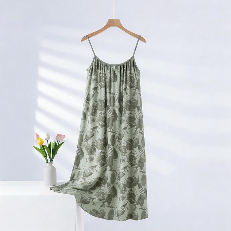 Ownkoti Artistic Green Leaf Camisole Nightgown - Light Green - XXL - image 0