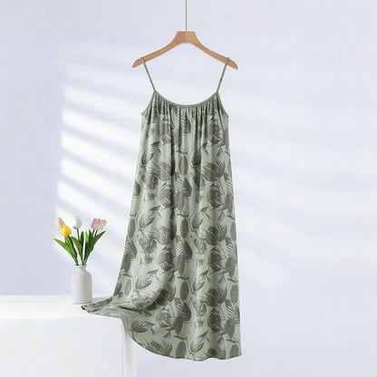 Ownkoti Artistic Green Leaf Camisole Nightgown - Light Green - XXL - image 0