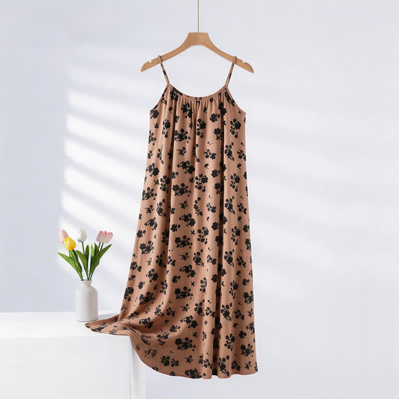 Ownkoti Vintage Floral Print Camisole Nightgown - Apricot - XXL - image 0