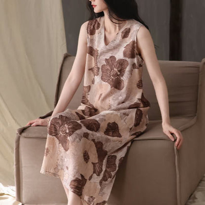 Ownkoti Artistic Floral Print Sleeveless Cami Nightgown - image 2