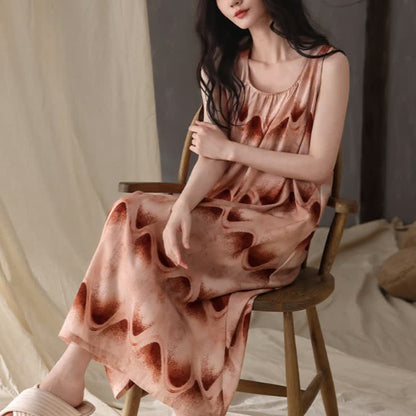 Ownkoti Artistic Ripple Print Sleeveless Cami Nightgown - image 2