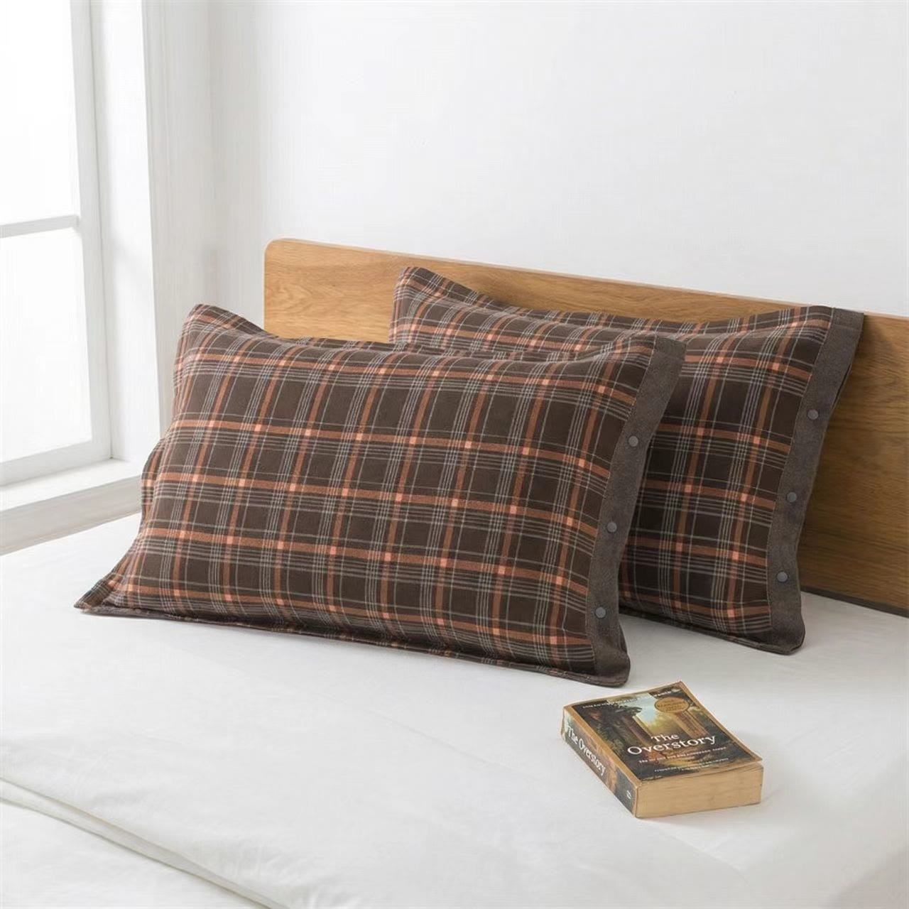 Ownkoti Classic Plaid Button Pure Cotton Pillowcases (2PCS)  - image 1