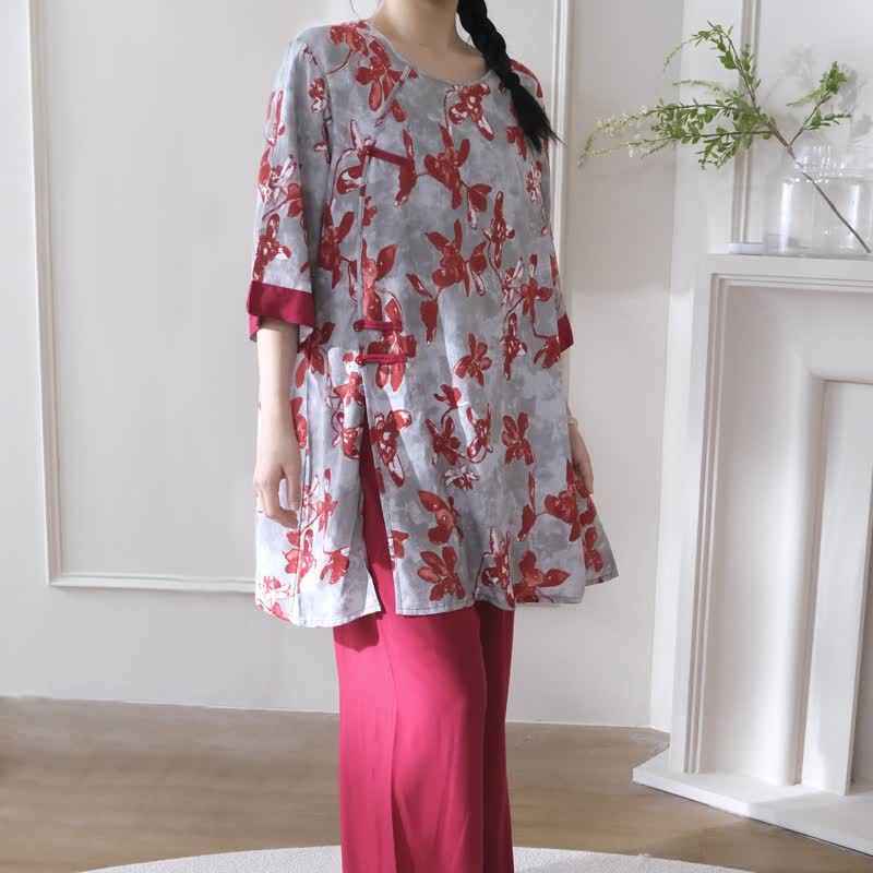 Ownkoti Vintage Floral Eastern-Inspired Loungewear Set - image 2