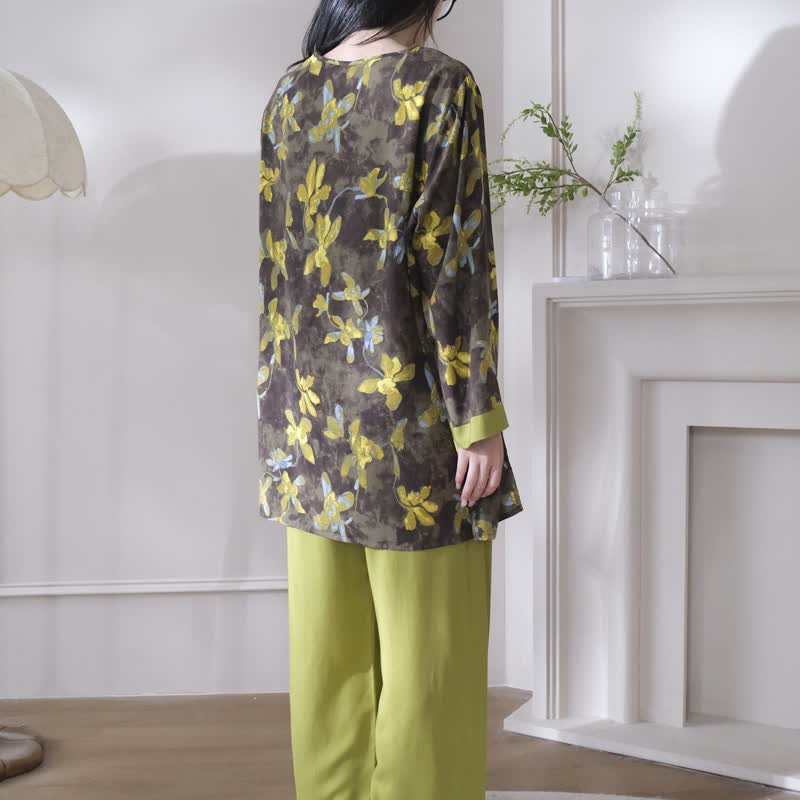 Ownkoti Retro Floral Eastern-Inspired Pajama Set - image 4