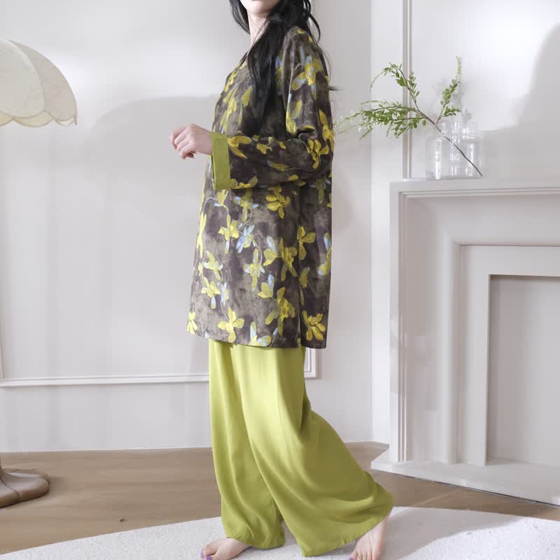 Ownkoti Retro Floral Eastern-Inspired Pajama Set - image 3