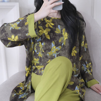 Ownkoti Retro Floral Eastern-Inspired Pajama Set - image 5