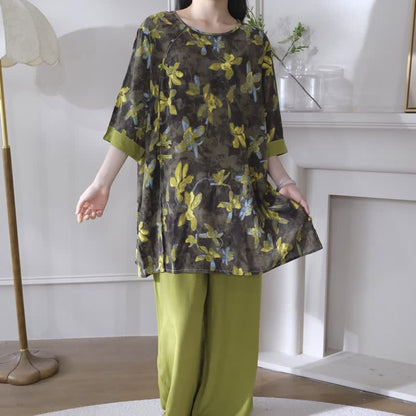 Ownkoti Retro Floral Eastern-Inspired Pajama Set - image 1