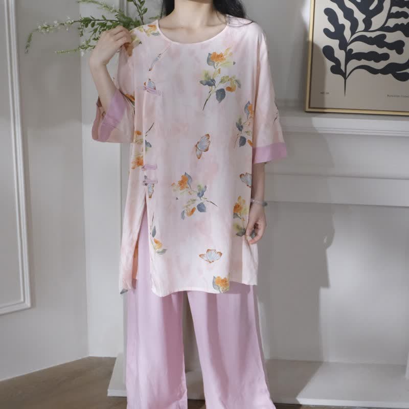 Ownkoti Butterfly & Floral Eastern-Inspired Loungewear Set - image 1