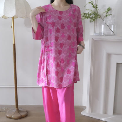 Ownkoti Gourd Print Eastern-Inspired Loungewear Set - image 2