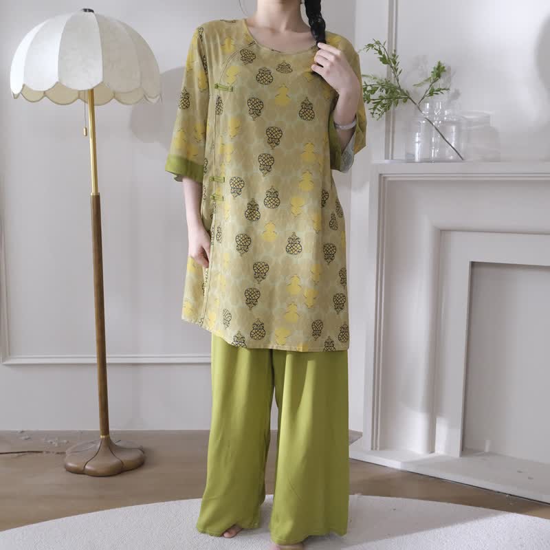 Ownkoti Gourd Print Eastern-Inspired Loungewear Set - image 8