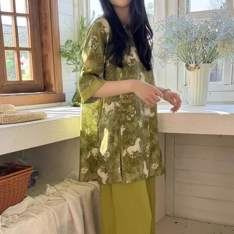 Ownkoti Horse Print Eastern-Inspired Loungewear Set - image 6