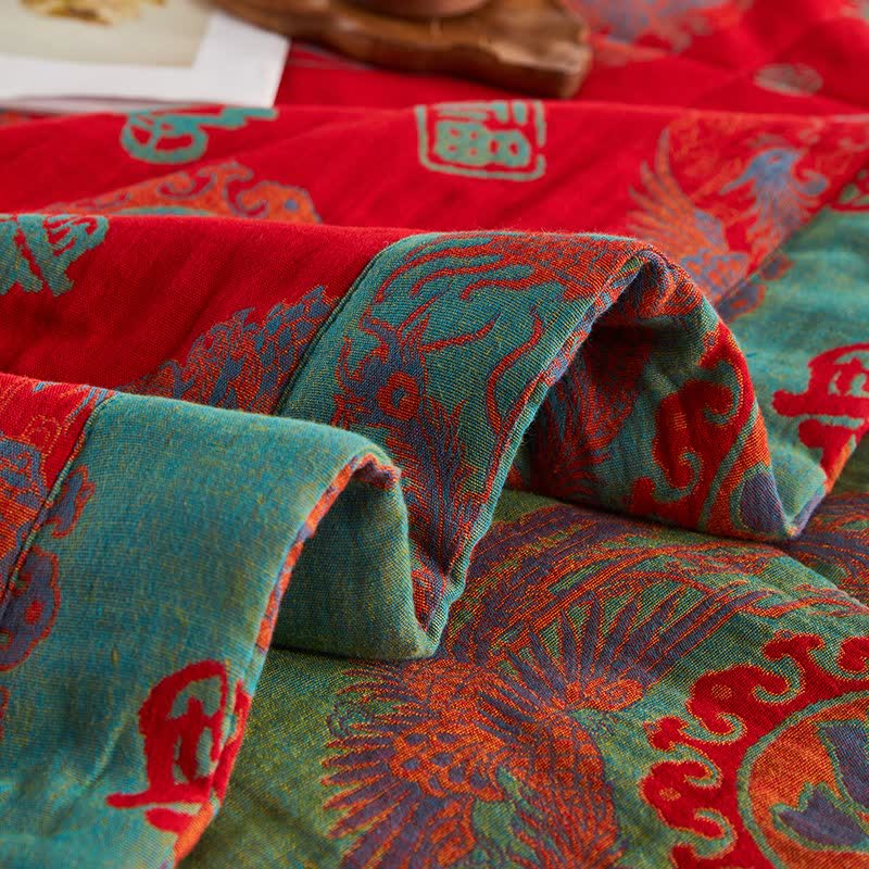 Ownkoti Cotton Gauze Retro Auspicious Jacquard Quilt - image 9