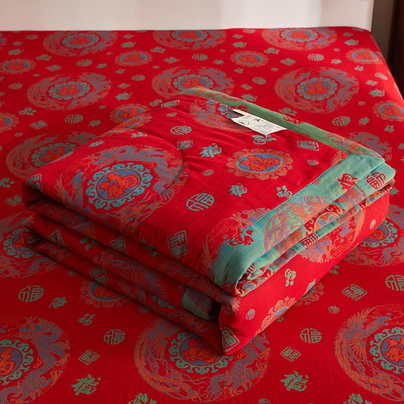 Ownkoti Cotton Gauze Retro Auspicious Jacquard Quilt - image 6