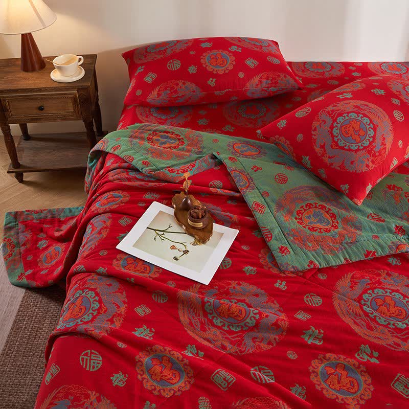 Ownkoti Cotton Gauze Retro Auspicious Jacquard Quilt - image 5