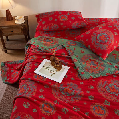 Ownkoti Cotton Gauze Retro Auspicious Jacquard Quilt - image 5