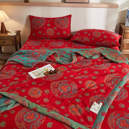 Ownkoti Cotton Gauze Retro Auspicious Jacquard Quilt - image 4