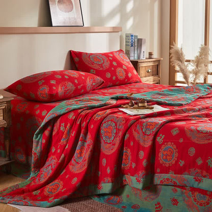 Ownkoti Cotton Gauze Retro Auspicious Jacquard Quilt - image 1