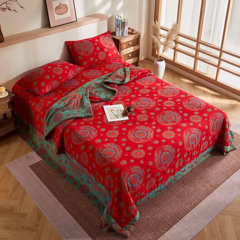 Ownkoti Cotton Gauze Retro Auspicious Jacquard Quilt - image 3