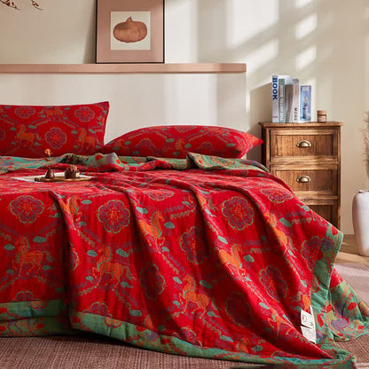 Ownkoti Cotton Gauze Vintage Horse Jacquard Quilt - image 3