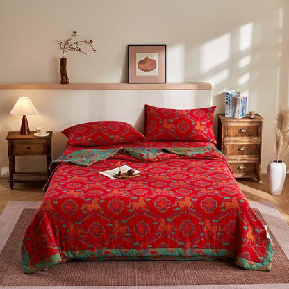 Ownkoti Cotton Gauze Vintage Horse Jacquard Quilt - image 1