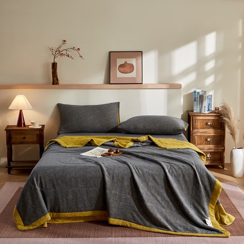 Ownkoti Cotton Gauze Subtle Pattern Jacquard Quilt - Bedding Set - King - image 0