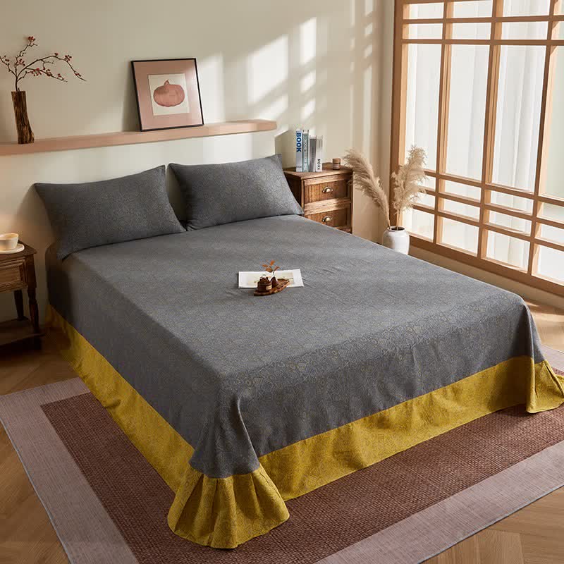 Ownkoti Cotton Gauze Subtle Pattern Jacquard Quilt - Flat Sheet with 2PCS Pillowcases - 96"W x 98"L - image 6
