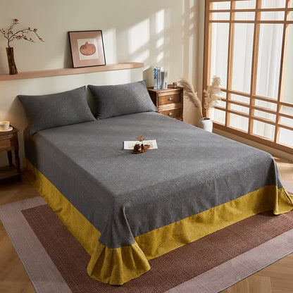 Ownkoti Cotton Gauze Subtle Pattern Jacquard Quilt - Flat Sheet with 2PCS Pillowcases - 96"W x 98"L - image 6