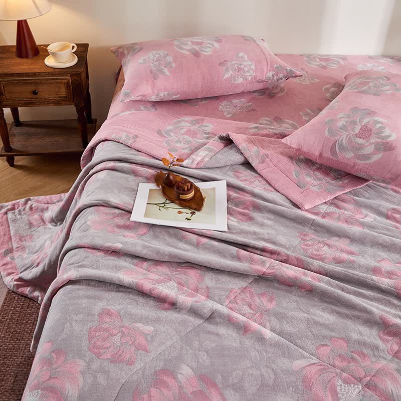 Ownkoti Cotton Gauze Rustic Floral Jacquard Quilt - image 5