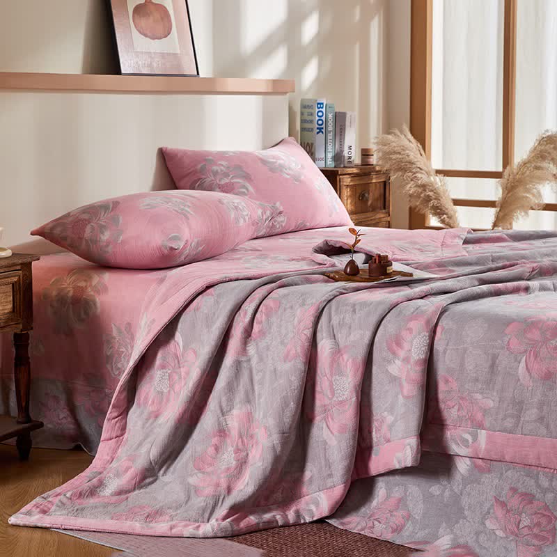 Ownkoti Cotton Gauze Rustic Floral Jacquard Quilt - image 2