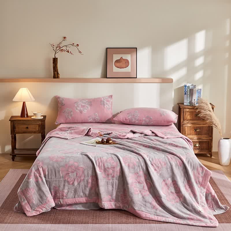 Ownkoti Cotton Gauze Rustic Floral Jacquard Quilt - Bedding Set - King - image 0
