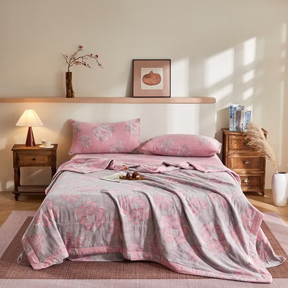 Ownkoti Cotton Gauze Rustic Floral Jacquard Quilt - Bedding Set - King - image 0