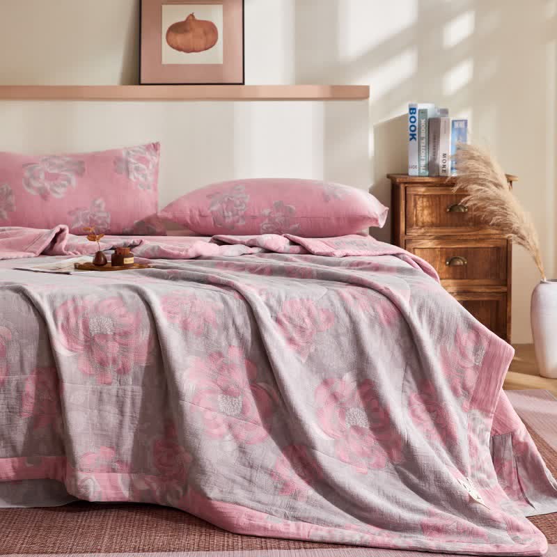 Ownkoti Cotton Gauze Rustic Floral Jacquard Quilt - image 3