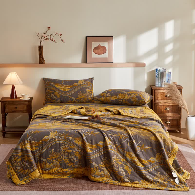 Ownkoti Cotton Gauze Mountain & Bamboo Jacquard Quilt - Bedding Set - King - image 0