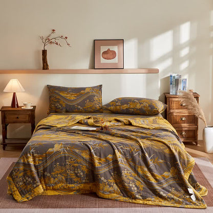 Ownkoti Cotton Gauze Mountain & Bamboo Jacquard Quilt - Bedding Set - King - image 0
