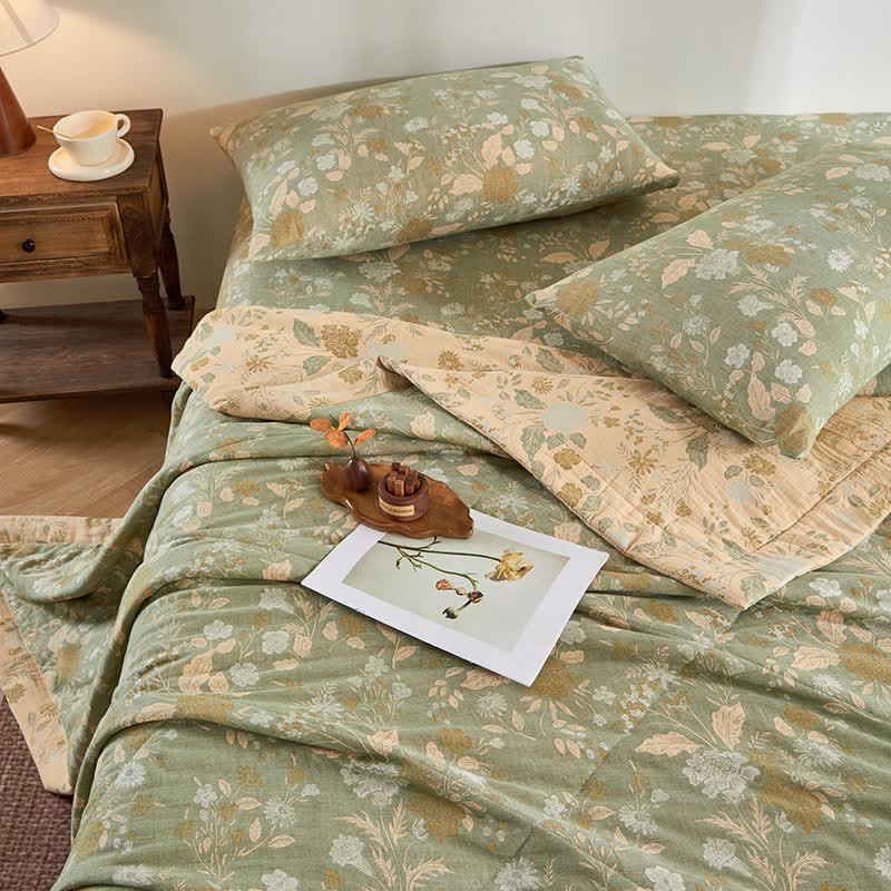 Ownkoti Cotton Gauze Floral Leaf Jacquard Quilt - image 4