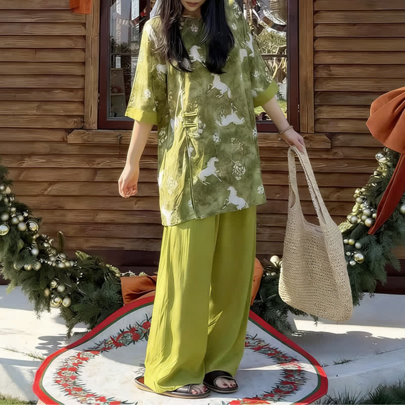 Ownkoti Horse Print Eastern-Inspired Loungewear Set - image 4