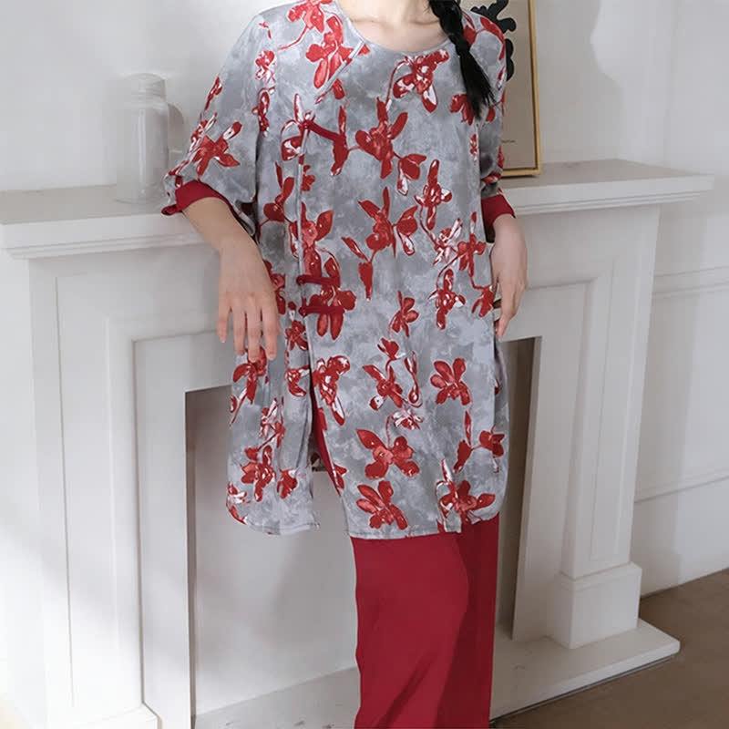 Ownkoti Vintage Floral Eastern-Inspired Loungewear Set - image 4