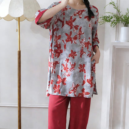 Ownkoti Vintage Floral Eastern-Inspired Loungewear Set - image 3