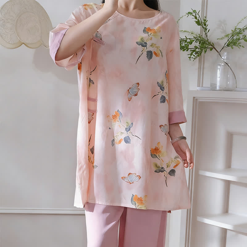 Ownkoti Butterfly & Floral Eastern-Inspired Loungewear Set - image 3