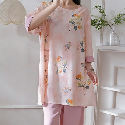 Ownkoti Butterfly & Floral Eastern-Inspired Loungewear Set - image 3
