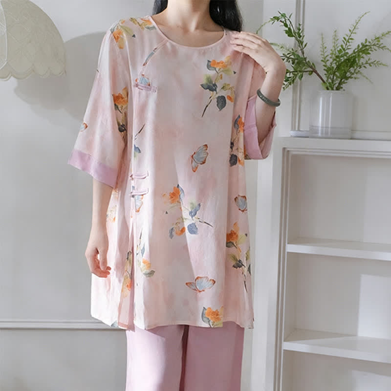 Ownkoti Butterfly & Floral Eastern-Inspired Loungewear Set - image 4