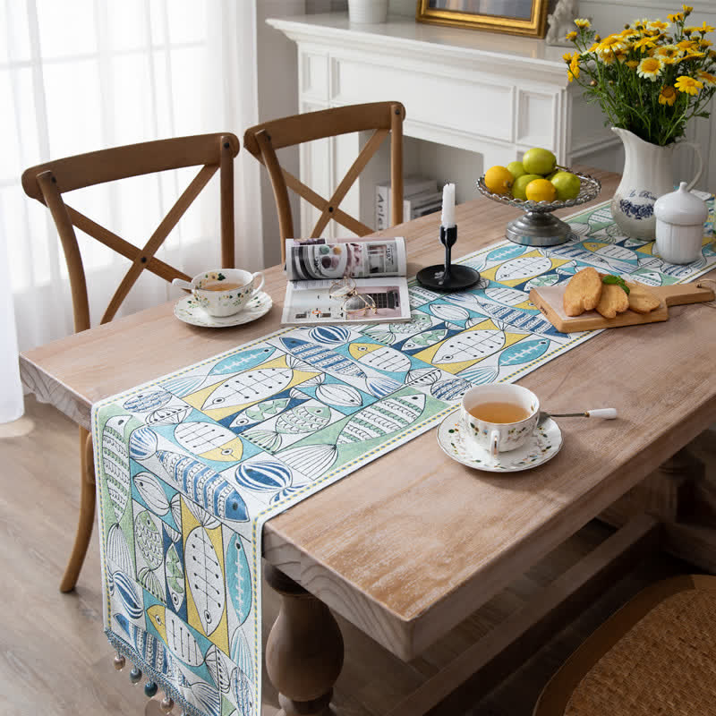 Ownkoti Fish Chenille Tassel Decorative Table Runner - image 9