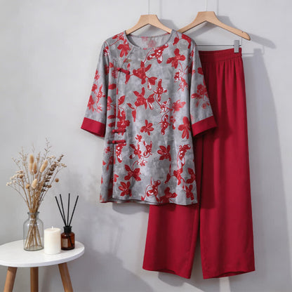 Ownkoti Vintage Floral Eastern-Inspired Loungewear Set - image 5