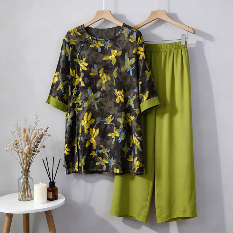 Ownkoti Retro Floral Eastern-Inspired Pajama Set - image 6