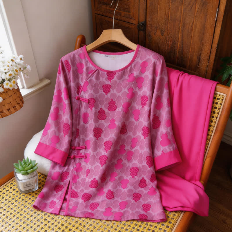 Ownkoti Gourd Print Eastern-Inspired Loungewear Set - image 6