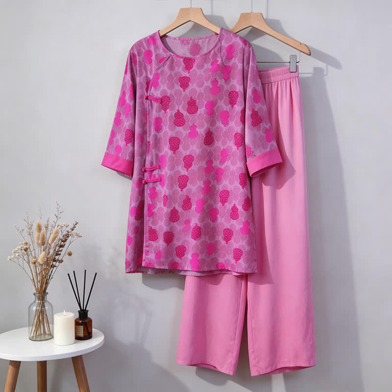 Ownkoti Gourd Print Eastern-Inspired Loungewear Set - image 5