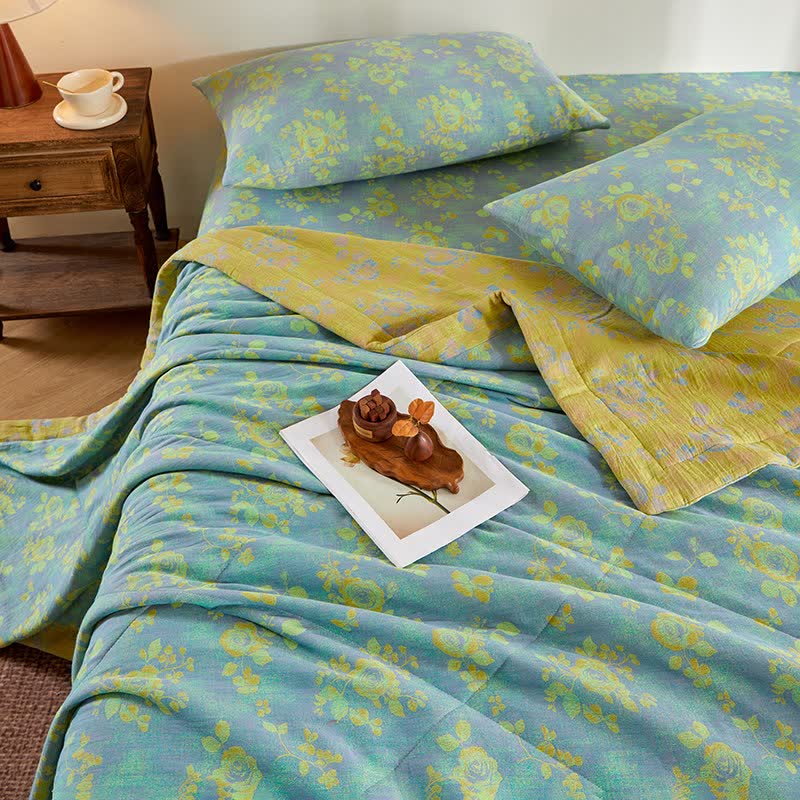 Ownkoti Cotton Gauze Romantic Rose Jacquard Quilt - image 5